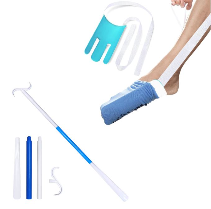 Portable Complete Independent Living Mobility Kit - No-Bend Three Finger Sock