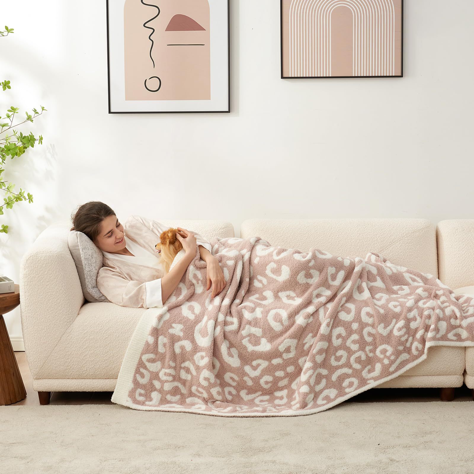 Leopard Print Checkerboard Flannel Throw Blanket(Extra Large 200 x 200 CM) view 3