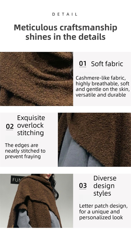Grey Premium Knitted Wool Blend Poncho - Elegant Thickened Drape Shawl & Cape view 4