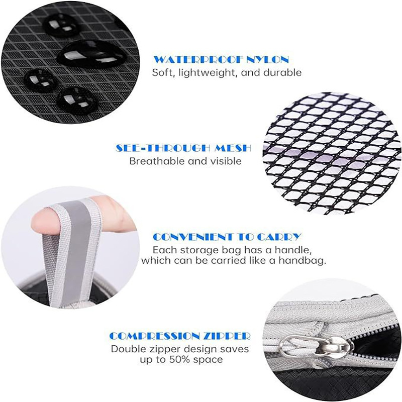Green Waterproof Travel Compression Packing Cube Set of 5 Sizes with Carry view 3