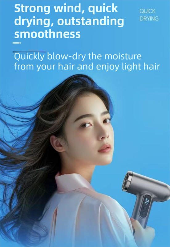 Grey Wireless Rechargeable Hot & Cold Hair Dryer - Lightweight Portable Blow view 4