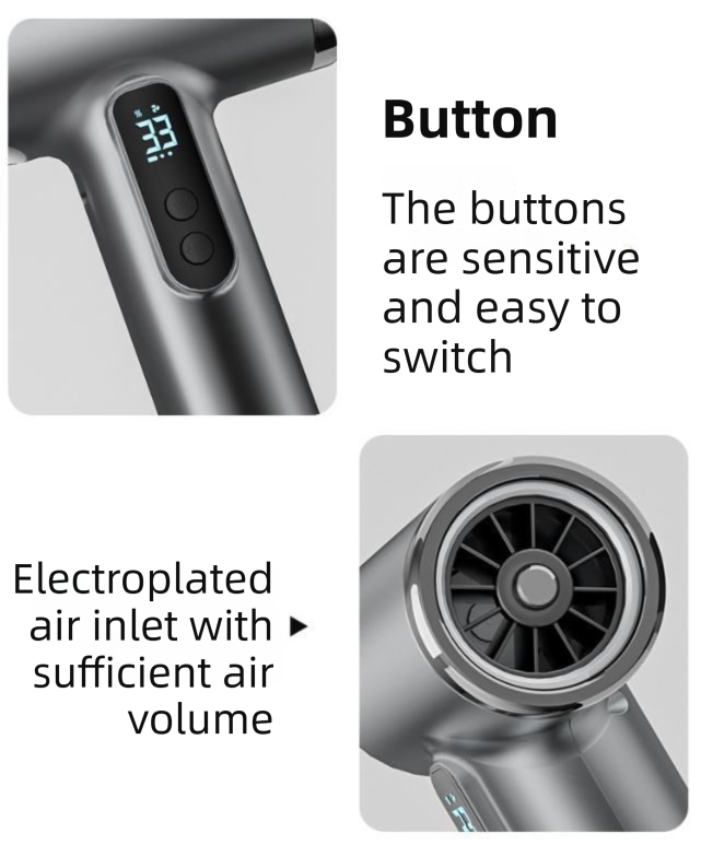 Grey Wireless Rechargeable Hot & Cold Hair Dryer - Lightweight Portable Blow view 8