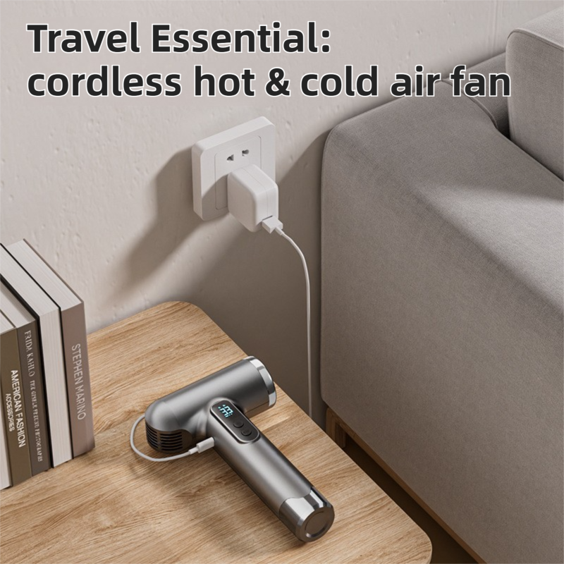 Pink Wireless Rechargeable Hot & Cold Hair Dryer - Lightweight Portable Blow view 3