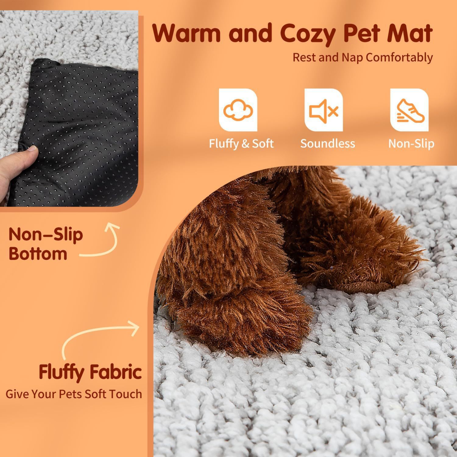 60 x 45 CM Self-Warming Thermal Pet Fluffy Mat with Machine Washable & view 2