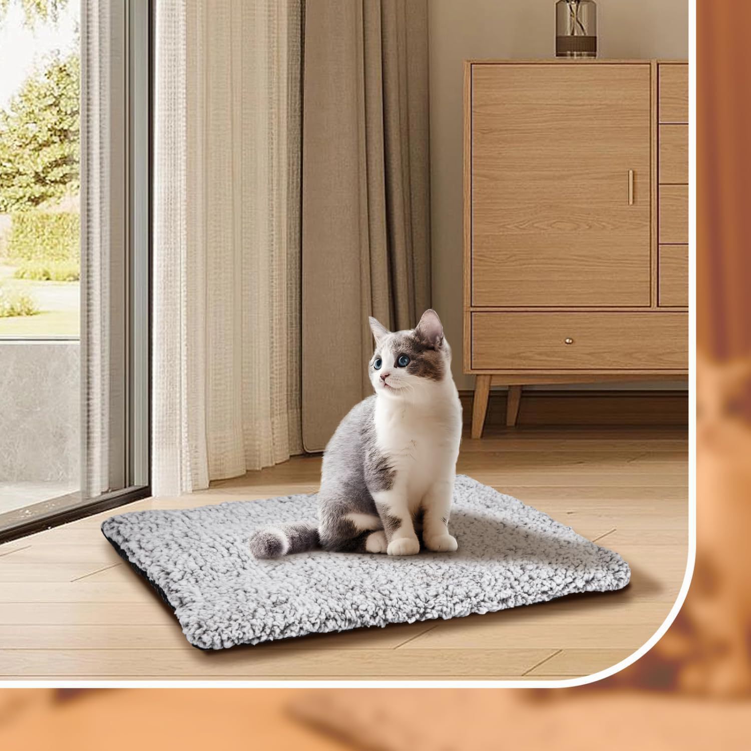 60 x 45 CM Self-Warming Thermal Pet Fluffy Mat with Machine Washable & view 5