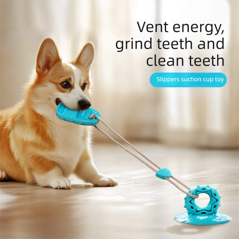 Green Slipper-Style Dog Toy — Suction Cup Design: Durable view 2