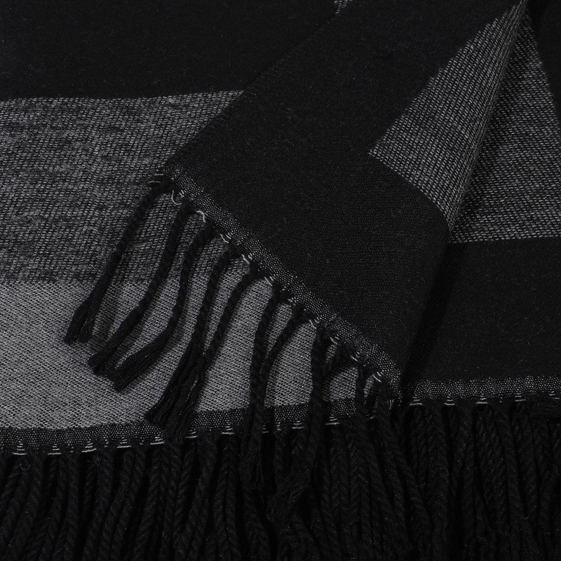 Black elegant women's tassel cape shawl scarf view 3