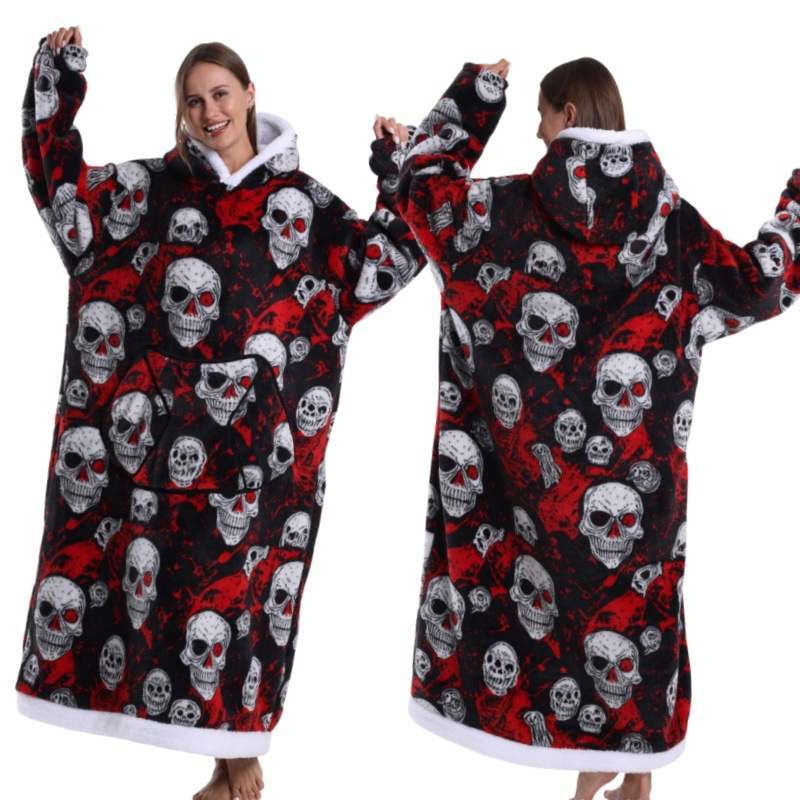 Christmas Plaid Style Oversized Hooded Blanket for Adults - Ultra Soft & Warm view 3