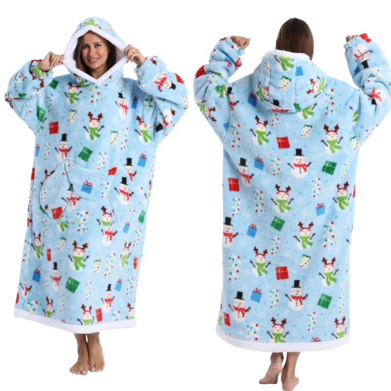 Festive Pumpkin Style Oversized Hooded Blanket for Adults - Ultra Soft & Warm view 3