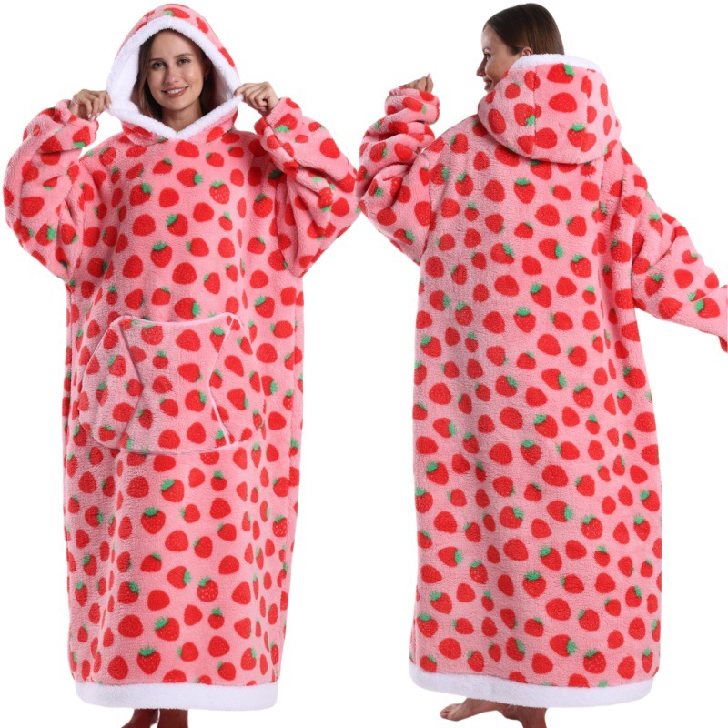 Blue Christmas Edition Oversized Hooded Blanket for Adults - Ultra Soft & Warm view 3