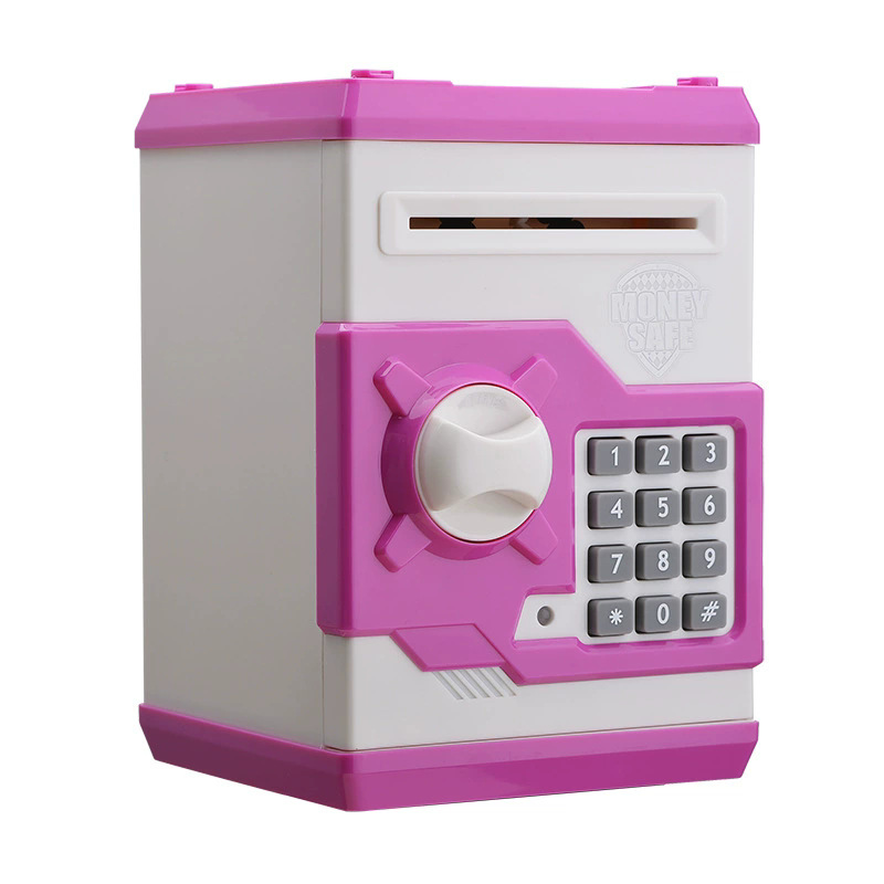 White and Pink Electronic Password Piggy Bank — An ATM-style automatic