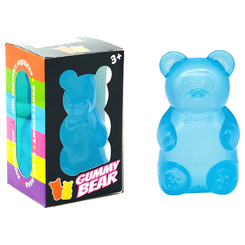 Blue Candy Gummy Bear Squishy Stress Relief Toy - Slow Rising Squeeze Fidget Toys