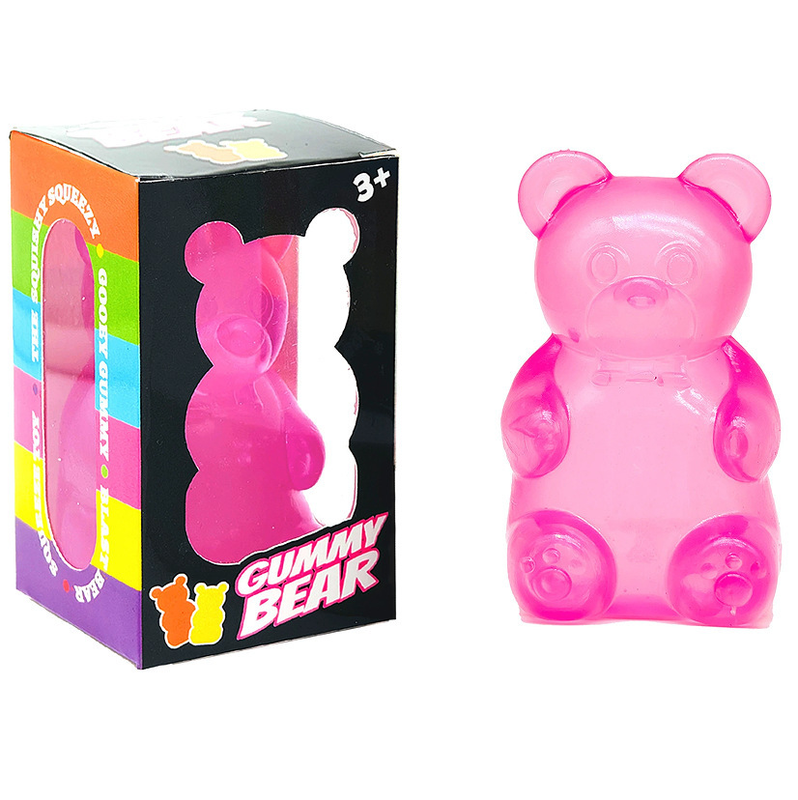 Pink Candy Gummy Bear Squishy Stress Relief Toy - Slow Rising Squeeze Fidget Toys