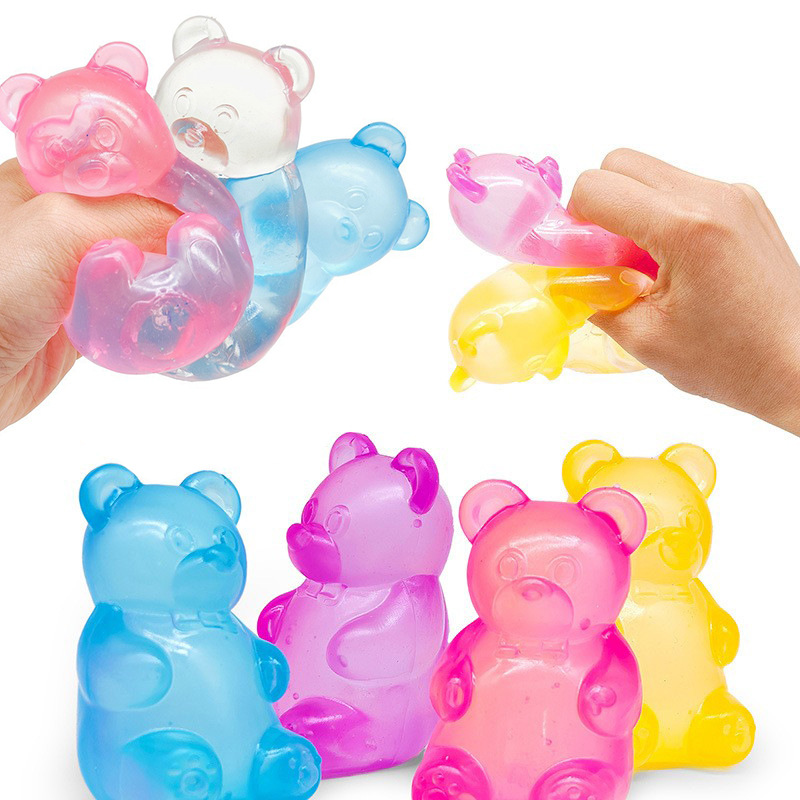 Pink Candy Gummy Bear Squishy Stress Relief Toy - Slow Rising Squeeze Fidget Toys view 3