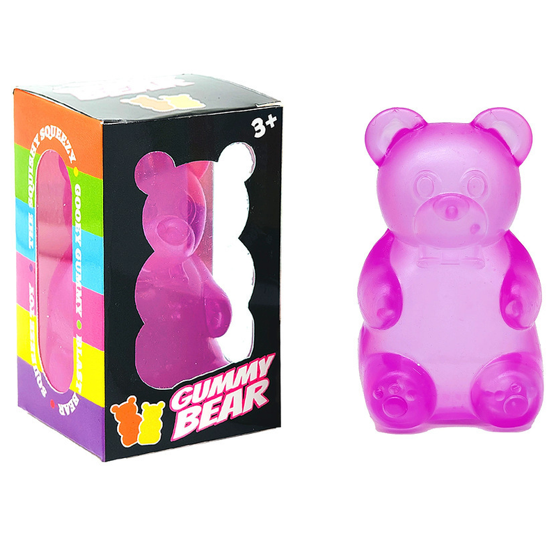 Purple Candy Gummy Bear Squishy Stress Relief Toy - Slow Rising Squeeze Fidget