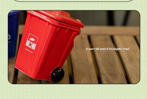 Green Creative Trash Can Ceramic Mug with Shovel Spoon - 400ml Funny Garbage view 6