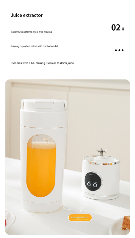 Black 3.7V Portable Blender 700ml Wireless Juicer Cup - 12 Blade USB view 6