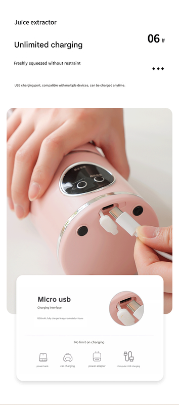 Pink 3.7V Portable Blender 700ml Wireless Juicer Cup - 12 Blade USB view 10