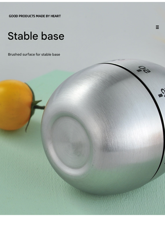 Egg Shape Stainless Steel Kitchen Timer Mechanical Cooking Timer - Wind-Up 60 view 5
