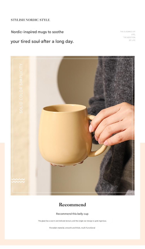 Purple Premium Macaron Ceramic Coffee Mug - 480ml Large Capacity Belly Cup view 3