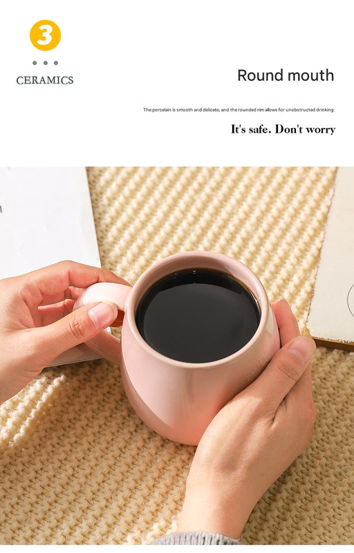 Purple Premium Macaron Ceramic Coffee Mug - 480ml Large Capacity Belly Cup view 7