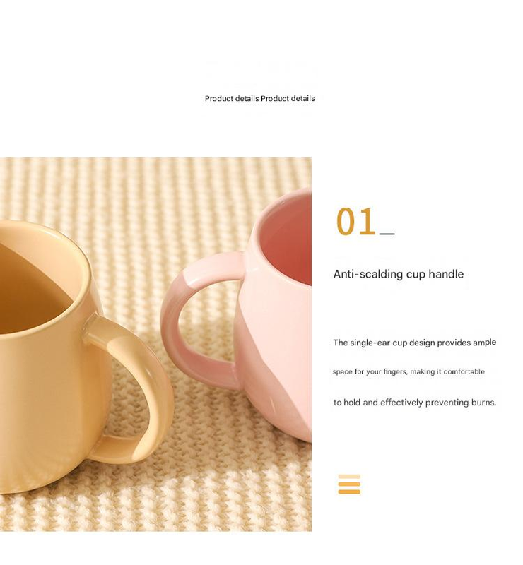 White Premium Macaron Ceramic Coffee Mug - 480ml Large Capacity Belly Cup with view 10