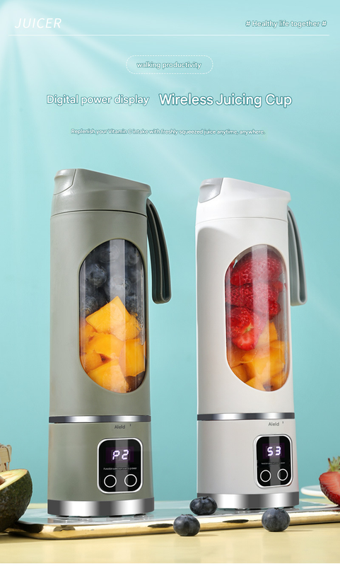 Green 7.4V Portable Blender Smoothie Maker 450ml Wireless Rechargeable Juicer view 2
