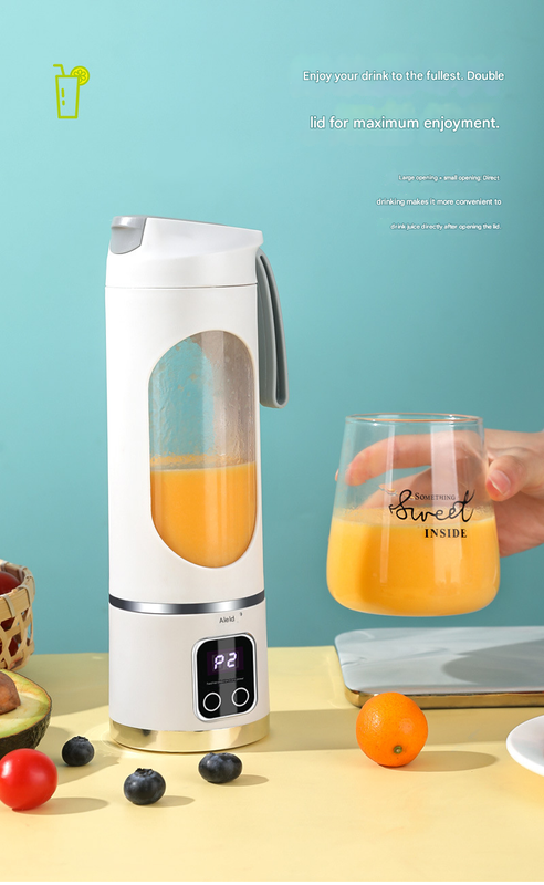 2-piece White and Green 7.4V Portable Blender Smoothie Maker 450ml Wireless view 8