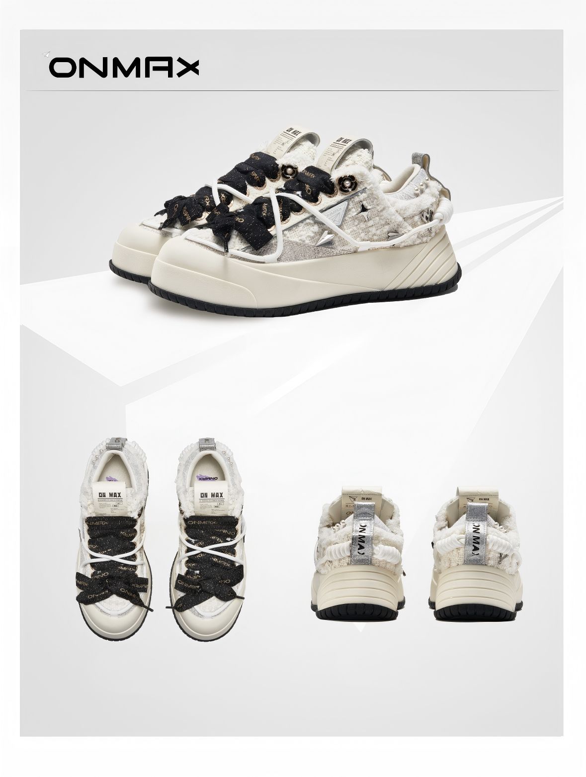 Camellia Platform Sneakers Chunky Canvas Shoes Unisex High-Top Sneakers Height view 4