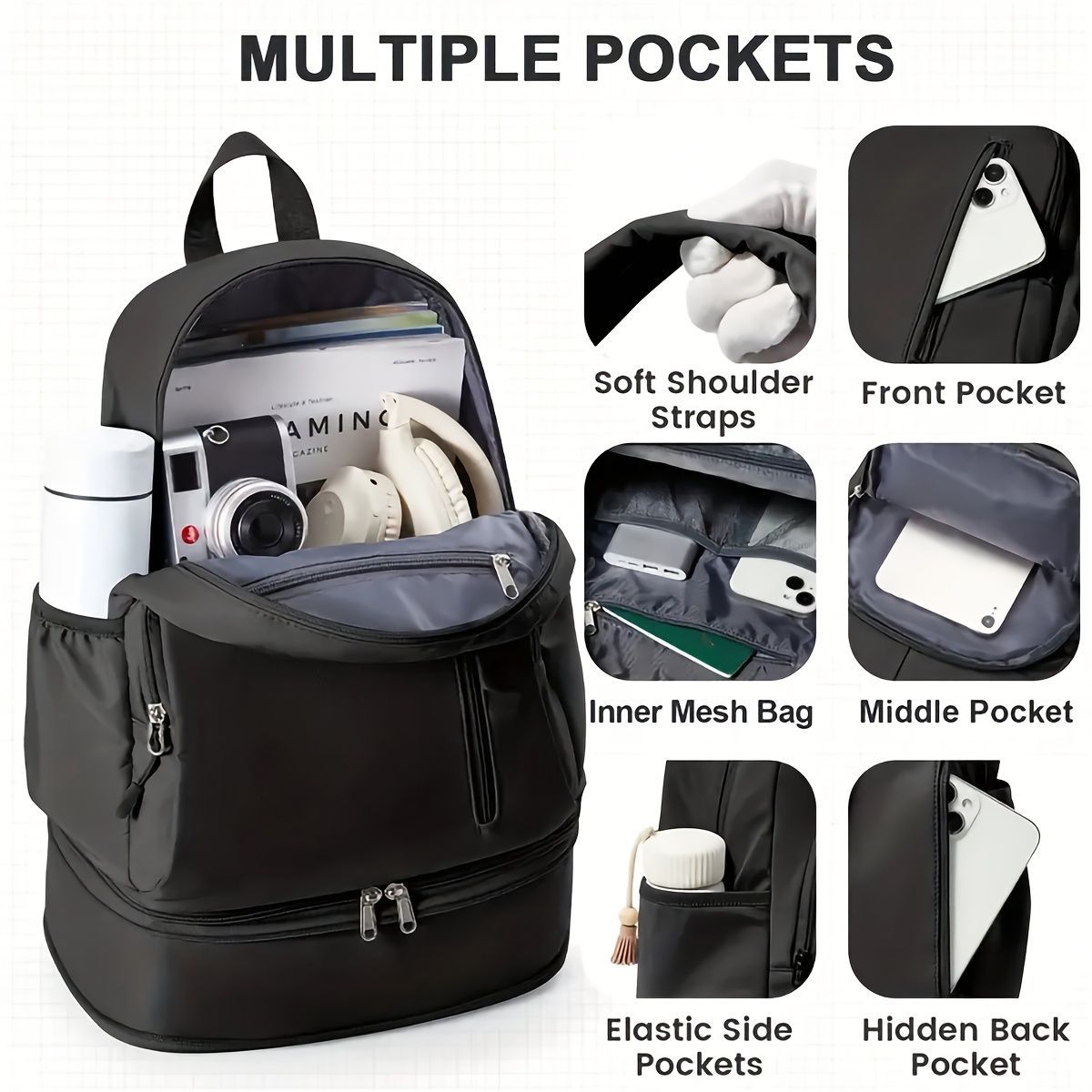 Travel Backpack Shoe Compartment Durable Backpack Travel Accessories Carry-On view 7