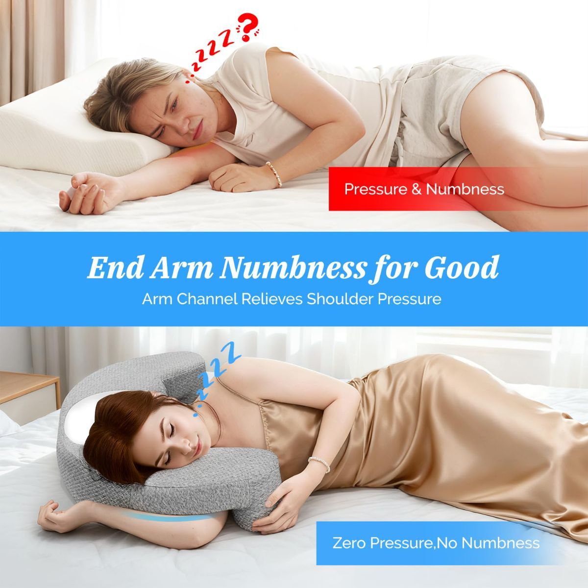 Side Sleeper Pillow with Arm Channel for Shoulder view 2