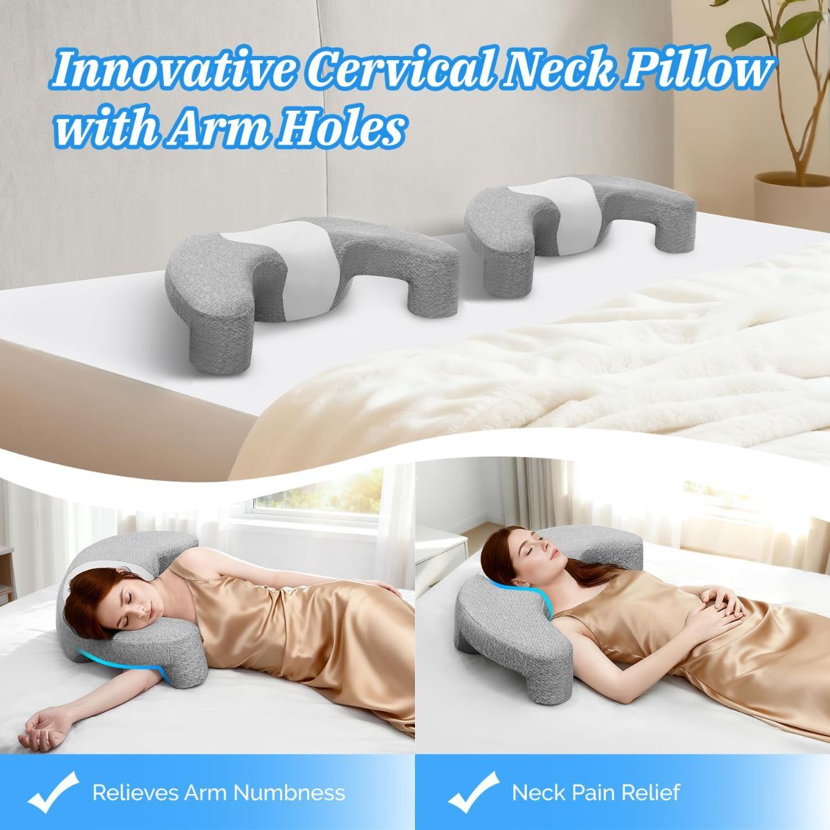 Side Sleeper Pillow with Arm Channel for Shoulder view 3