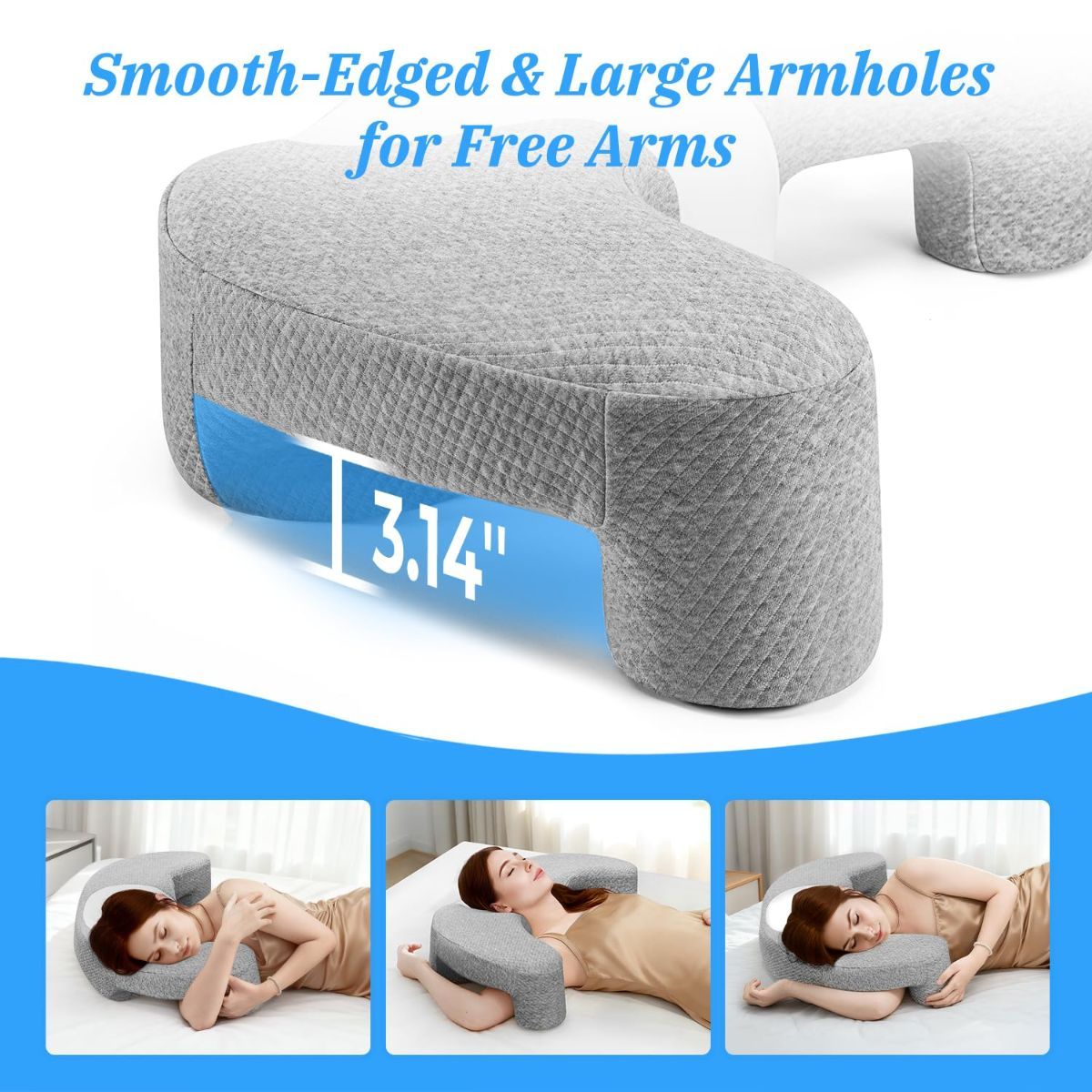 Side Sleeper Pillow with Arm Channel for Shoulder view 4