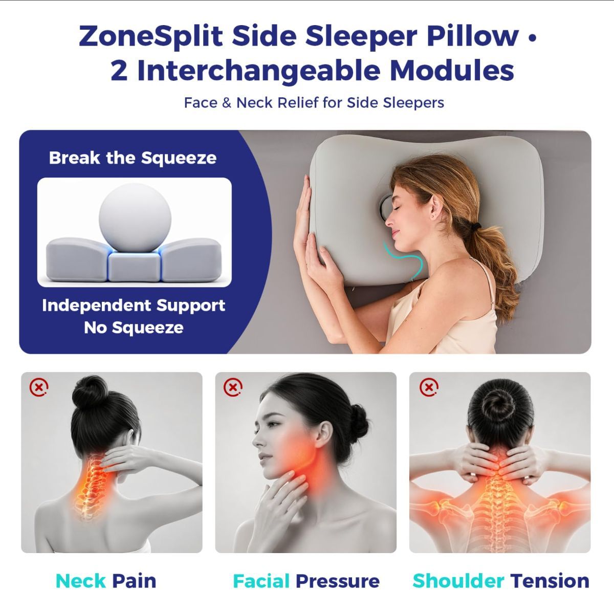 Side Sleeper Pillow - Face & Neck Relief view 2
