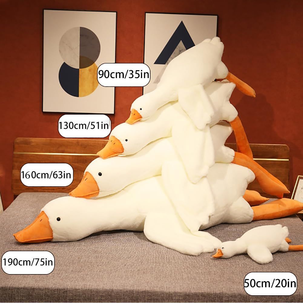 Giant White Goose Plush Pillow Soft Fabric Pillow Sleeping Companion Hugging view 3