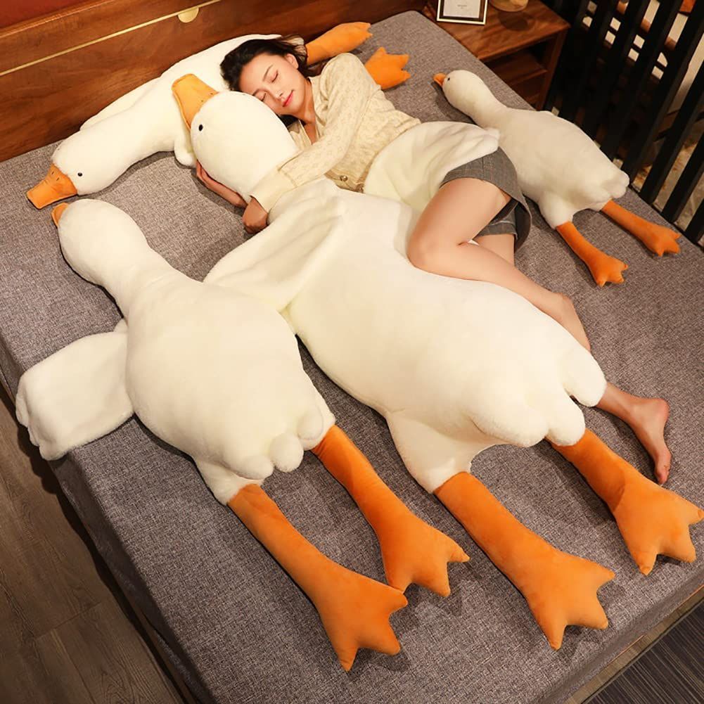Giant White Goose Plush Pillow Soft Fabric Pillow Sleeping Companion Hugging view 6