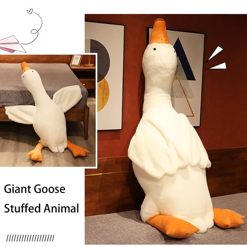Giant White Goose Plush Pillow Soft Fabric Pillow Sleeping Companion Hugging view 2