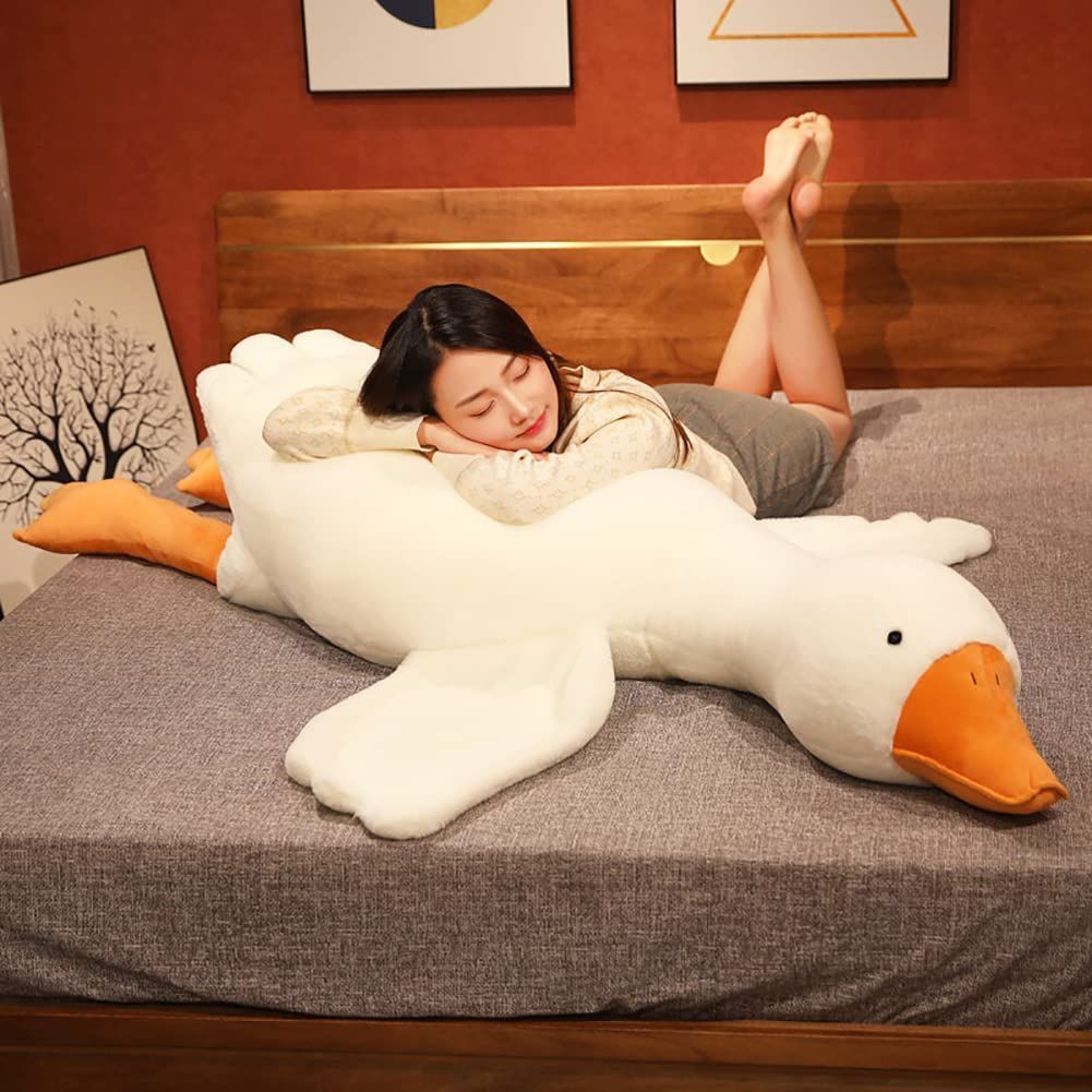 Giant White Goose Plush Pillow Soft Fabric Pillow Sleeping Companion Hugging view 5