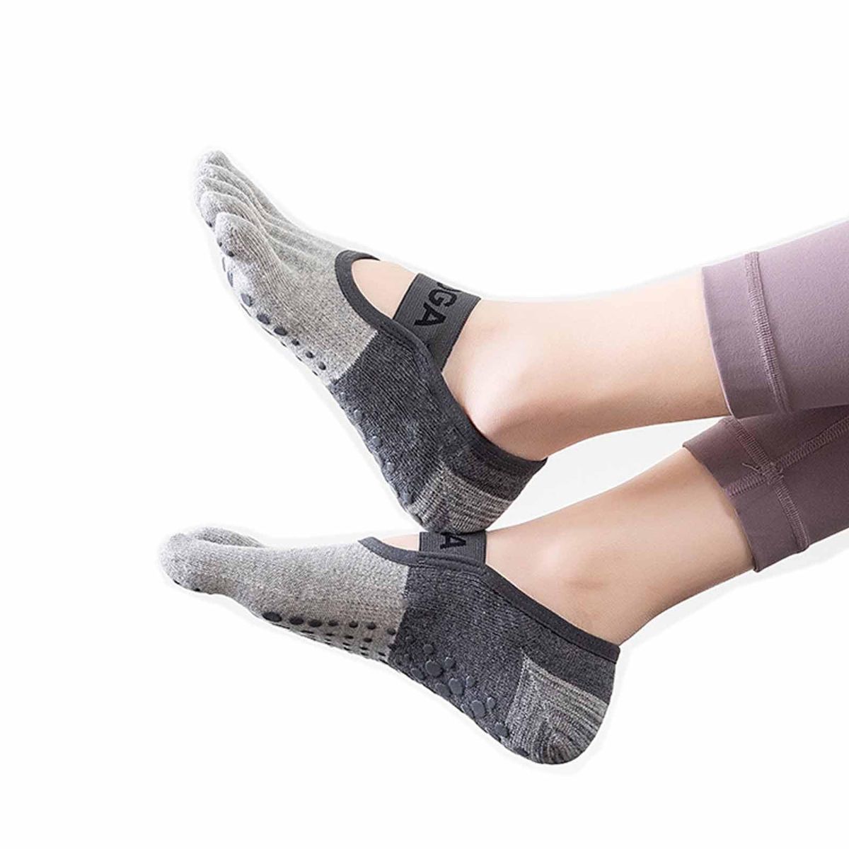 Two pairs Of Women's Non-Slip Five Toe Yoga Socks with Grips — image 1
