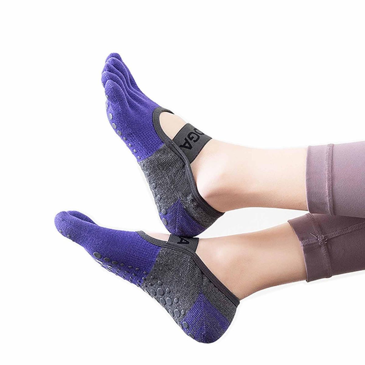 Two pairs Of Women's Non-Slip Five Toe Yoga Socks with Grips — image 1