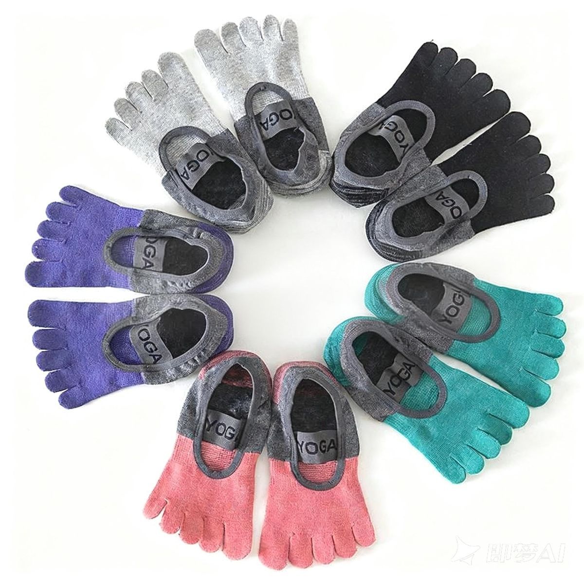 A pair Of Women's Non-Slip Five Toe Yoga Socks with Grips view 2