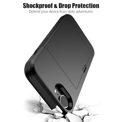 For iPhone with Card Holder Black Heavy Duty Protective Dual Layer Shockproof view 5