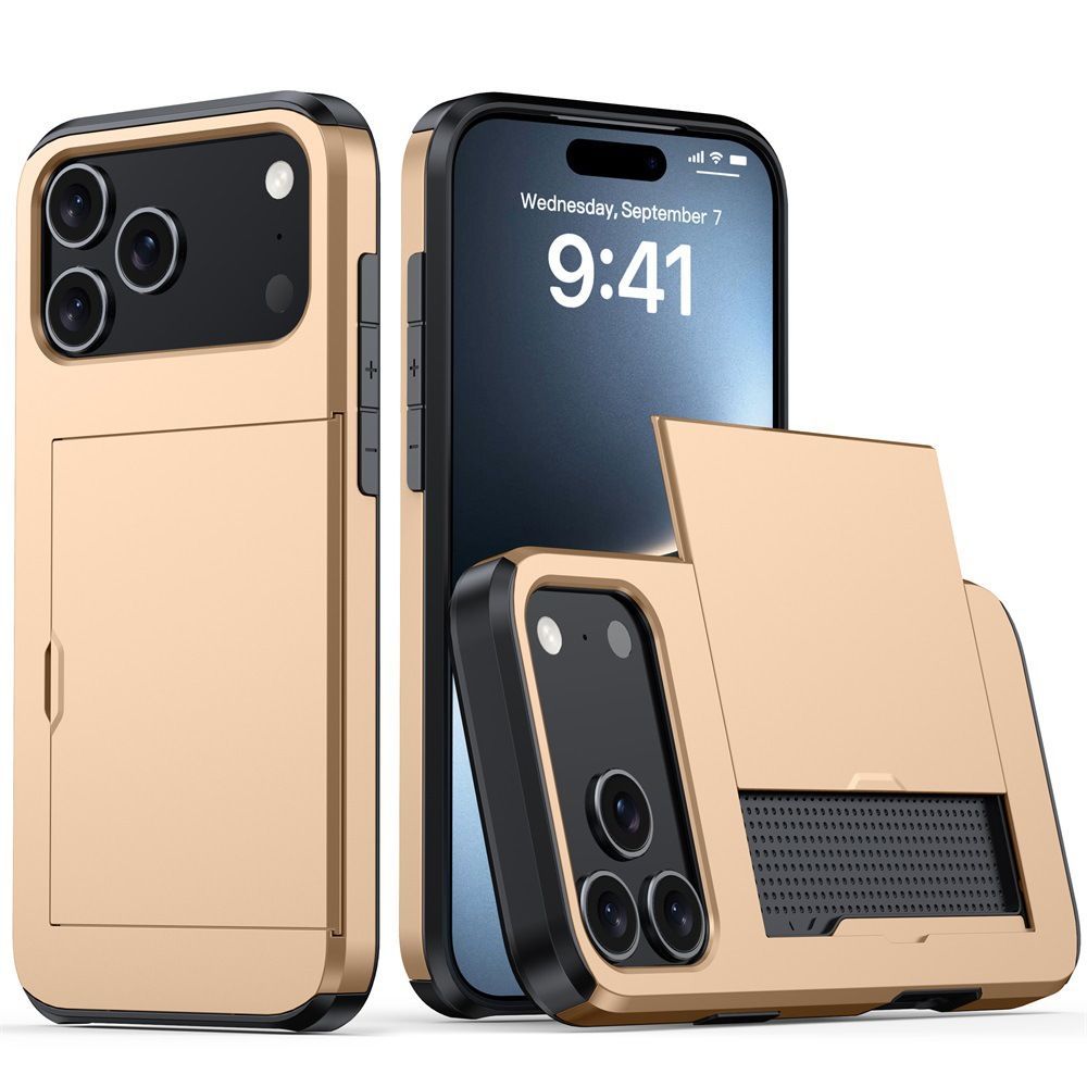 For iPhone with Card Holder Black Heavy Duty Protective Dual Layer Shockproof — image 1