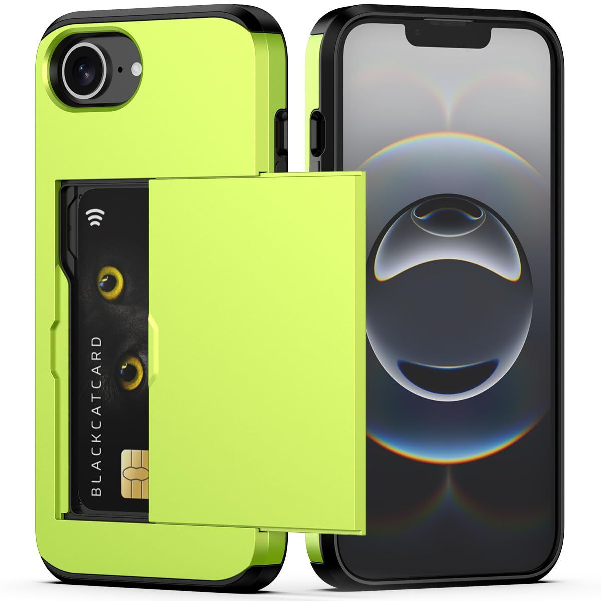 For iPhone with Card Holder Black Heavy Duty Protective Dual Layer Shockproof view 10