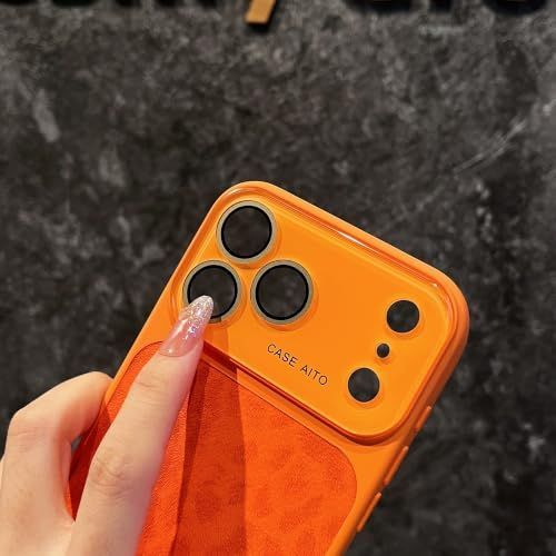For iPhone Case,Cheetah Print，Orange Fashion Leopard Design,Crystal Camera view 6