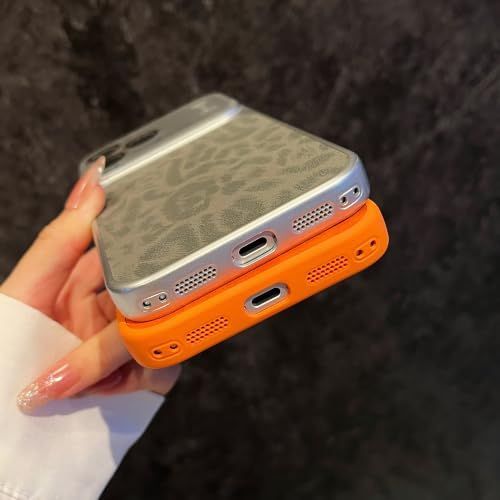 For iPhone Case,Cheetah Print，Orange Fashion Leopard Design,Crystal Camera view 5