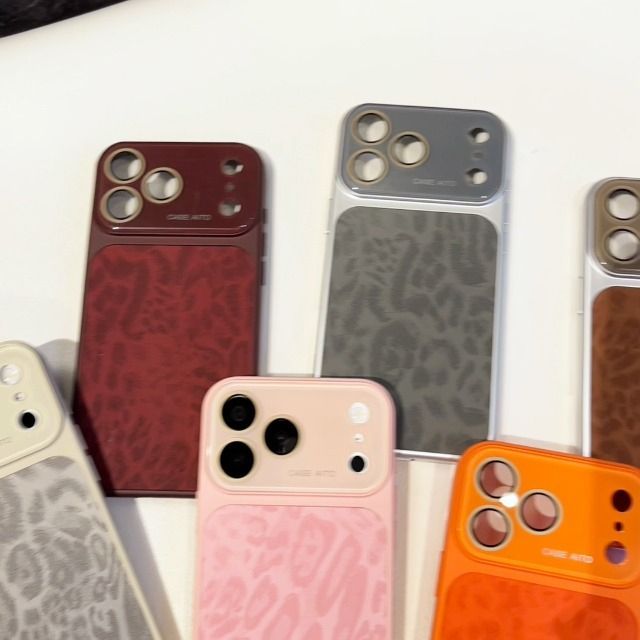 For iPhone Case,Cheetah Print，Orange Fashion Leopard Design,Crystal Camera view 8