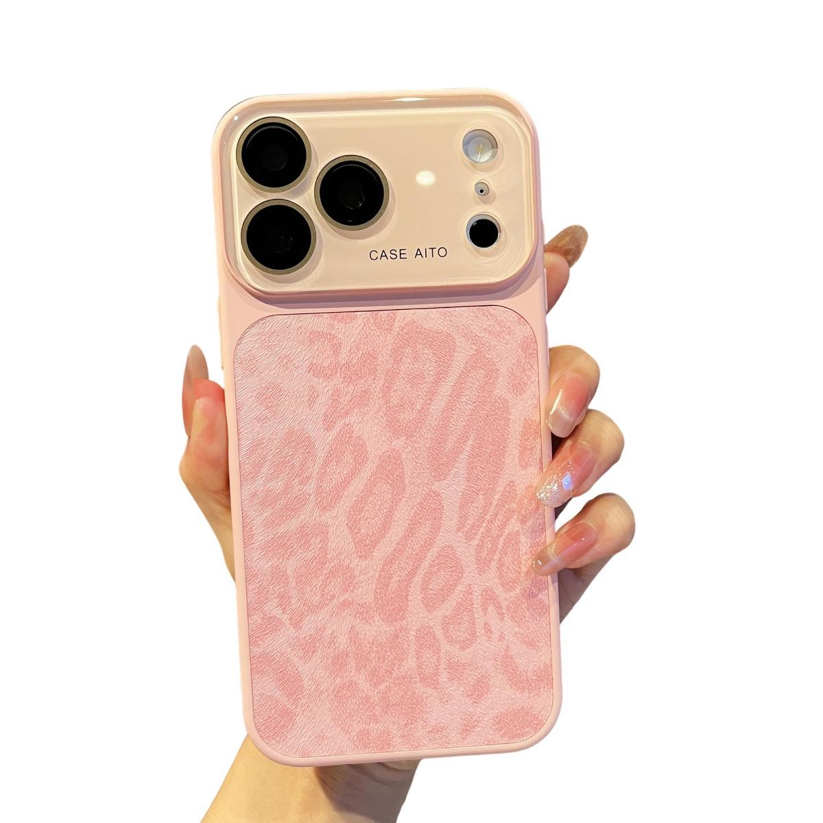 For iPhone Case,Cheetah Print，Orange Fashion Leopard Design,Crystal Camera — image 1