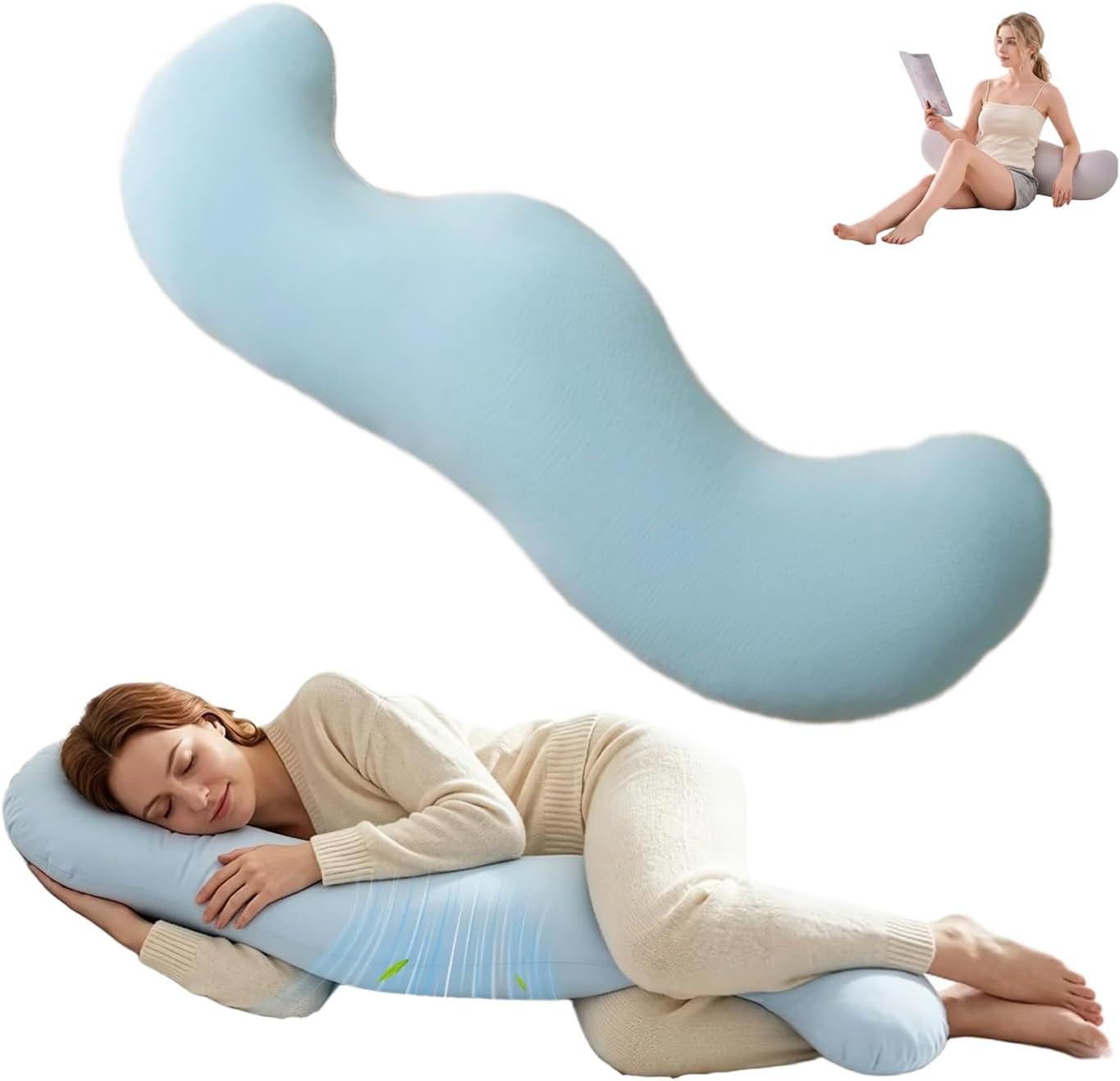 Pea Pod Shape Body Pillow for Adults Full-Body Support Side Sleeper Pillow — image 1