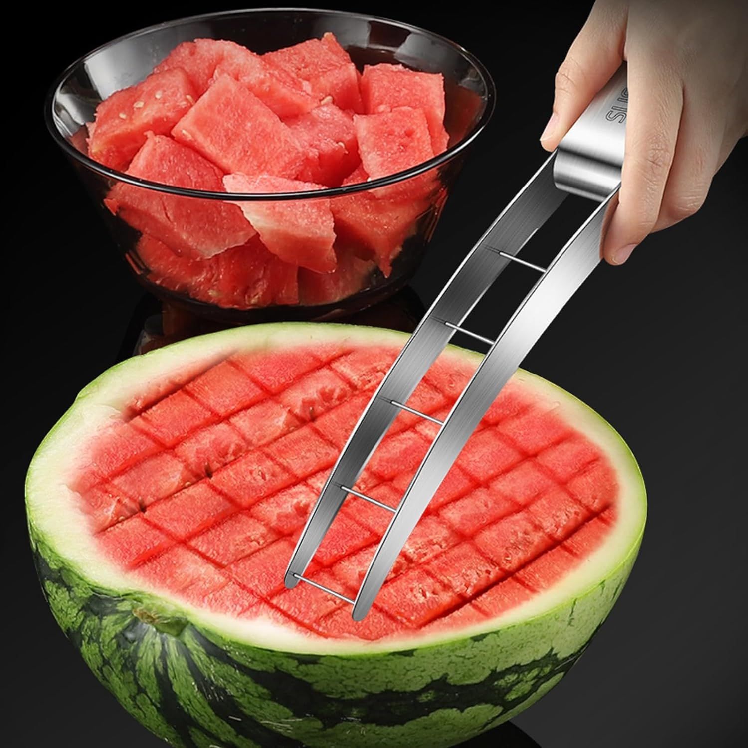 Stainless Steel Watermelon Cube Cutter Slicer view 2